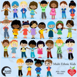 Classroom Clipart, Multicultural Kids Reading Clipart, AMB-2317 | TpT
