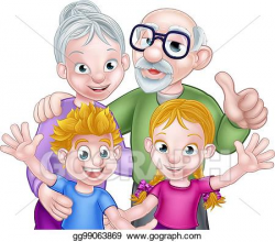 EPS Illustration - Cartoon kids and grandparents. Vector ...