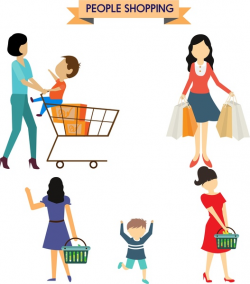 People shopping concepts woman and kids design Free vector in Adobe ...