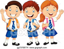 Vector Clipart - Cartoon happy school children. Vector Illustration ...