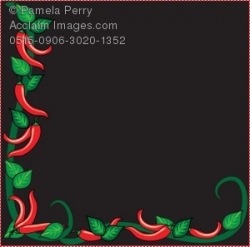 Clip Art Illustration of a Chili Pepper Page Border