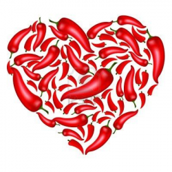 Chili Pepper Heart Shape, Isolated On White Background, Vector ...
