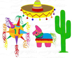 Fiesta Clipart Fiesta Clip Art Cinco De Mayo Clip Art Fiesta Party  Printable Clipart Sombrero Pinata Instant Download