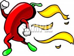 Clipart Image: A Chili Pepper on Fire
