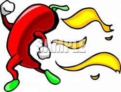 Clipart Picture of a Chili Pepper Character Running Chased by Flames ...