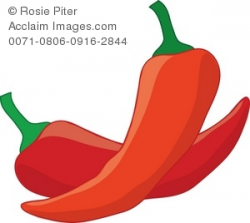Clipart Illustration of Two Red Hot Chili Peppers