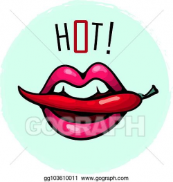 Vector Stock - Lips biting chili pepper with word hot for ...