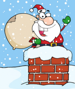 Free Chimney Clipart Image - Santa Going Down the Chimney to Deliver ...