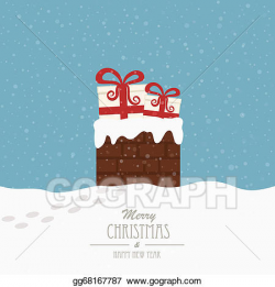 Vector Art - Christmas gift in chimney winter background. Clipart ...