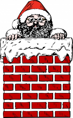Clipart - santa in a chimney