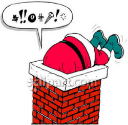 Santa Cursing As He Falls Down the Chimney - Royalty Free Clipart ...