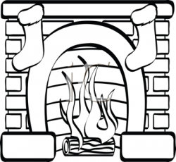 Fireplace clipart black and white - Pencil and in color fireplace ...