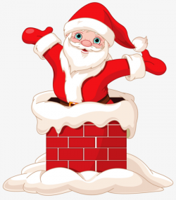 Santa In The Chimney, Chimney, Santa Claus, Snow PNG Image and ...