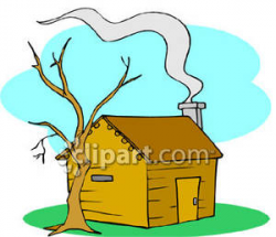 Smoke Coming From the Chimney of a Small Cabin - Royalty Free ...