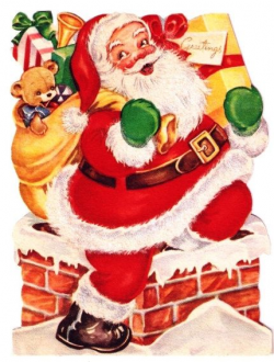 Vintage Christmas Card Santa Down the Chimney by PaperPrizes, $3.00 ...
