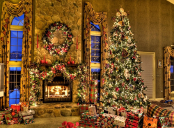 images of christmas decorated homes | Christmas Tree and Fireplace ...