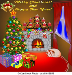 28+ Collection of Christmas Tree And Fireplace Clipart | High ...