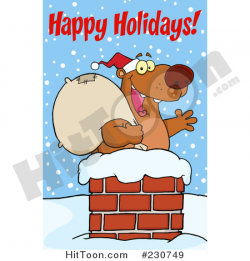 Bear Clipart #230749: Happy Holidays Greeting over a Christmas Santa ...