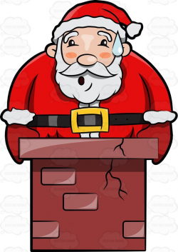 A Worried Santa Claus Gets Stuck In A Chimey | Vector clipart, Yule ...