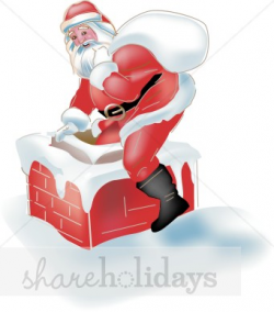 Santa Claus Going Down the Chimney | Santa Clipart