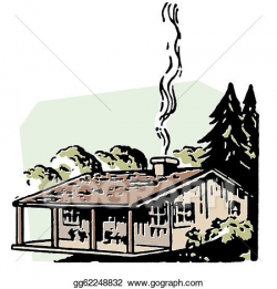 Stock Illustration - A small farm house with a smoking chimney ...