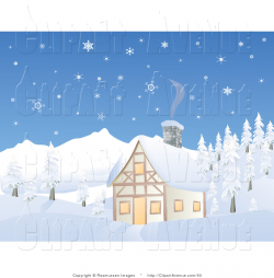 Avenue Clipart of a Chalet House in a Snowy Mountain Scene by ...