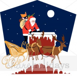 Santa Up On the Rooftop | Santa's Sleigh Clipart