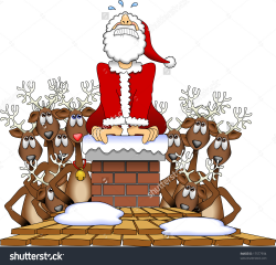 santa stuck in a chimney clipart - Clipground