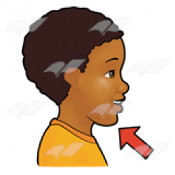 Abeka | Clip Art | Side View of Boy—with a red arrow pointing to chin