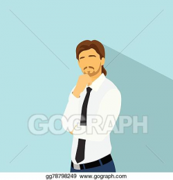 Vector Art - Businessman think hold hand on chin, business ...