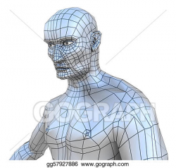 Clipart - Human male mesh torso with head. Stock Illustration ...