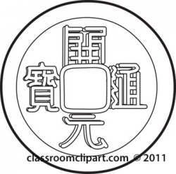 History Clipart- outline-chinese-tang-coin - Classroom Clipart