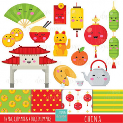 80% SALE CHINA clipart, digital clipart, commercial use, kawaii ...