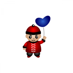Heart Clipart - Pink Ballon of Heart and a Chinese Boy with White ...