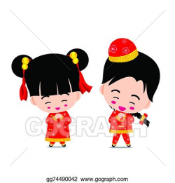 Vector Art - Chinese boy and girl on the white background. EPS ...
