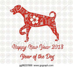 Vector Clipart - Happy chinese new year 2018 card year of dog ...