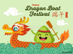 Vector chinese rice dumplings cartoon character and dragon boat ...