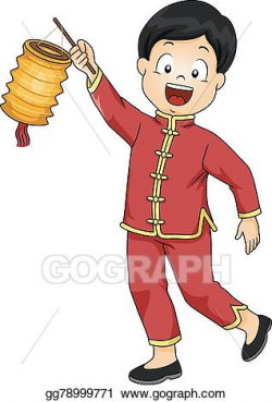 EPS Vector - Kid boy chinese lantern. Stock Clipart Illustration ...