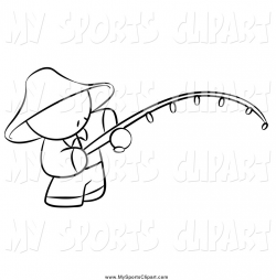 Sports Clip Art of a Black and White Chinese Man Fishing by Leo ...