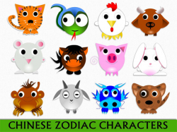 Chinese Zodiac Characters Clip Art Rat Ox Tiger Rabbit Dragon Snake ...