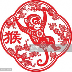 Traditional papercut art of Year of the Monkey for Chinese New Year ...