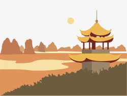 Vector Illustration Of Temple Scenery, Temple Scenery, Vector Temple ...