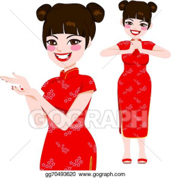 EPS Vector - Chinese traditional woman. Stock Clipart Illustration ...