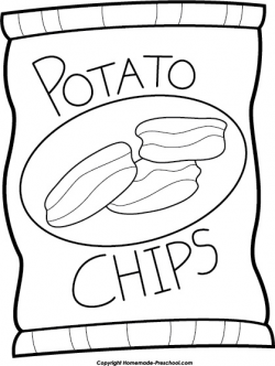And White Open Chips Bag Clipart regarding Chip Clip Art Black And ...