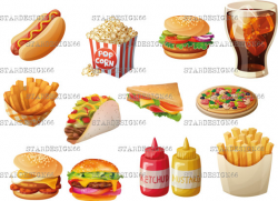 Digital EPS PNG Fast Food, coke, hamburger, hot dog, pizza, chips ...