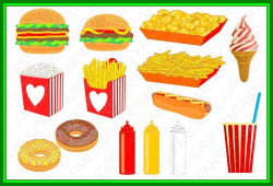 Best Fast Food Clipart Hamburger Chips Nuts Popcorn Hot Dog Ice ...