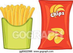 Vector Clipart - Potato chips and french fries. Vector Illustration ...