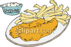 Plate of Fish and Chips - Royalty Free Clipart Picture