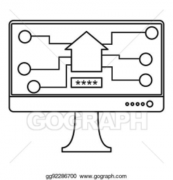 Stock Illustration - Monitor chip icon, outline style. Clipart ...