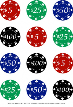 Poker Night Party Free Printable Cupcake Toppers | Cupcake Clipart ...